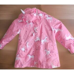 Carter's Girls Raincoat Jacket Hood Pink Unicorn 3T